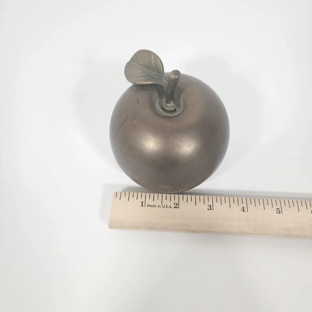 Vintage Solid Brass Apple Shape Bell Desktop Teacher Classroom